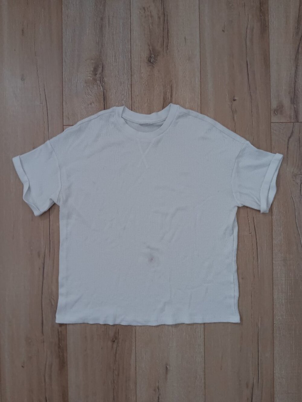 🔥4 for $20🔥 Ardene Womens Waffle Knit Cuffed T-Shirt Top White Size M